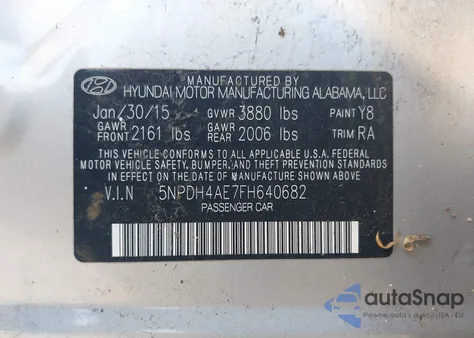 2015 Hyundai Elantra Limited из США, поврежденный, VIN 5NPDH4AE7FH640682